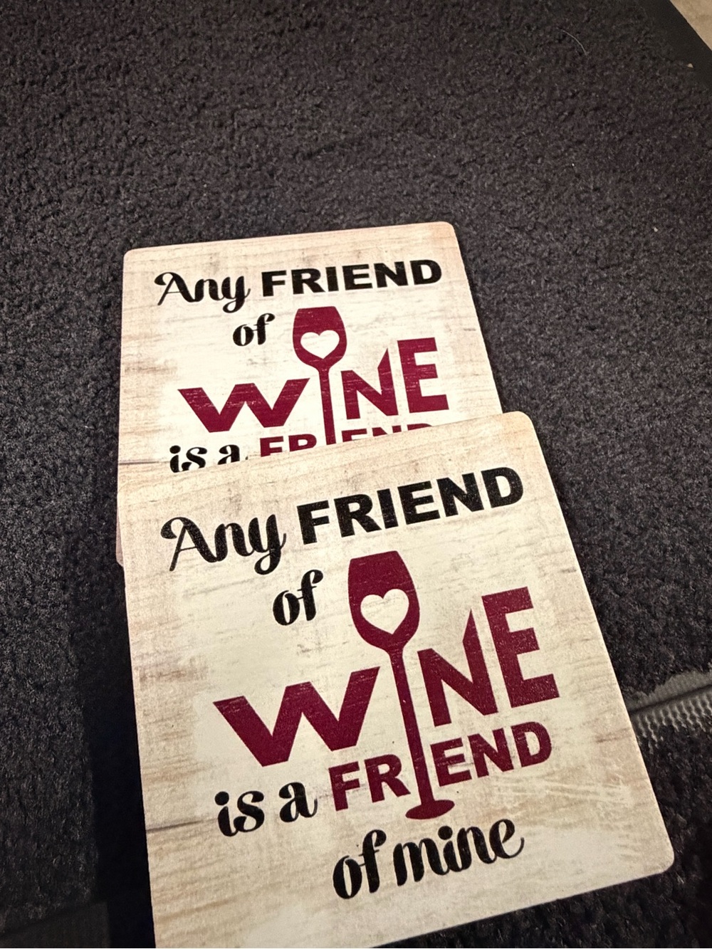 Rustic White Wine Friend Coaster - Unbranded